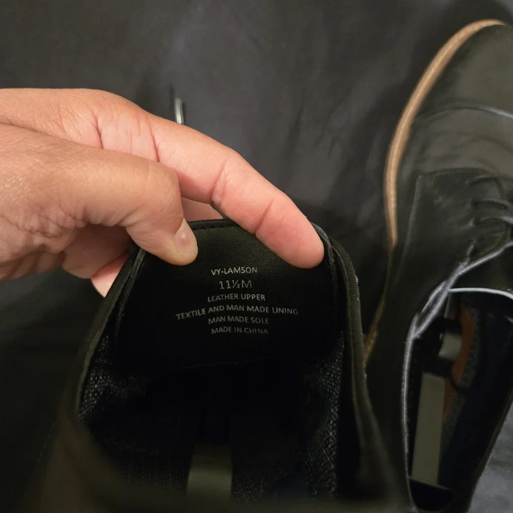 Leather Dress Shoes Mens Size 11.5 Black Cap Toe Derby Business‎ Casual Office